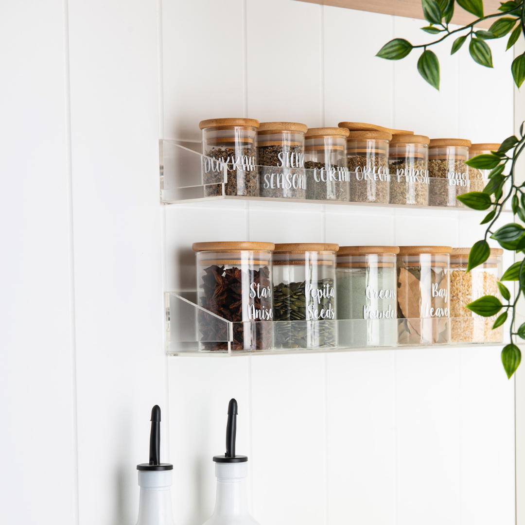 Wall mounted storage for kitchen, bathroom laundry and more. 