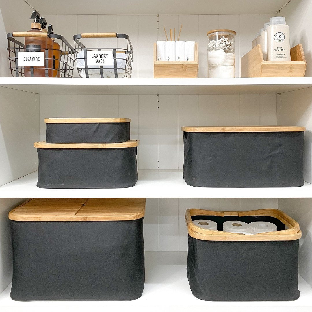 Storage baskets and tubs from little label co to organise your bathroom, laundry, kitchen and more. 