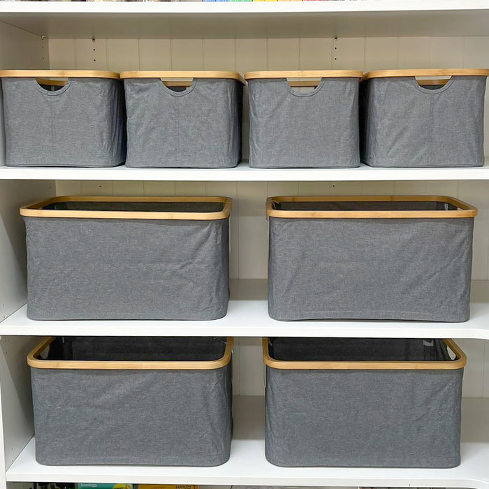 Dark Grey Linen Storage Basket - 8 Set