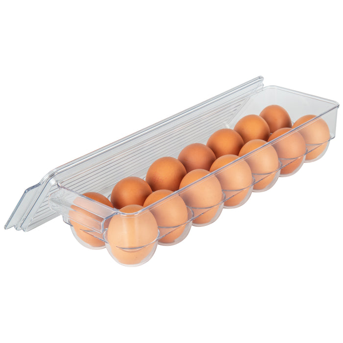 Clear Fridge Egg Organiser Tray. Egg holder and storage tray for 14 eggs