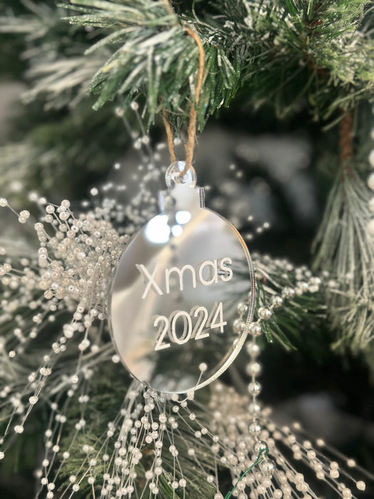 Personalised Christmas Round Acrylic Baubles (with label)