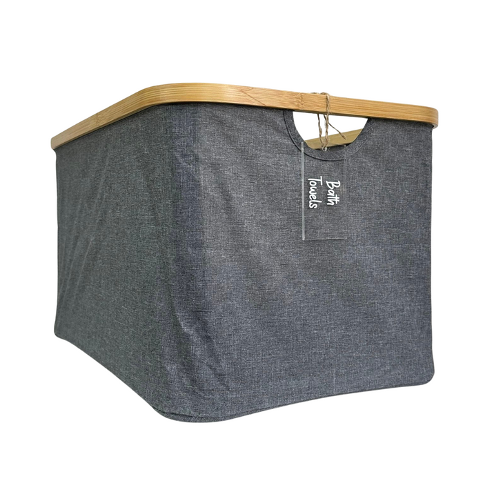 Dark Grey Linen Basket - Large