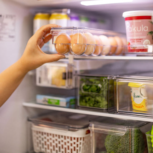 Clear Fridge Egg Organiser Tray. Egg holder and storage tray for 14 eggs