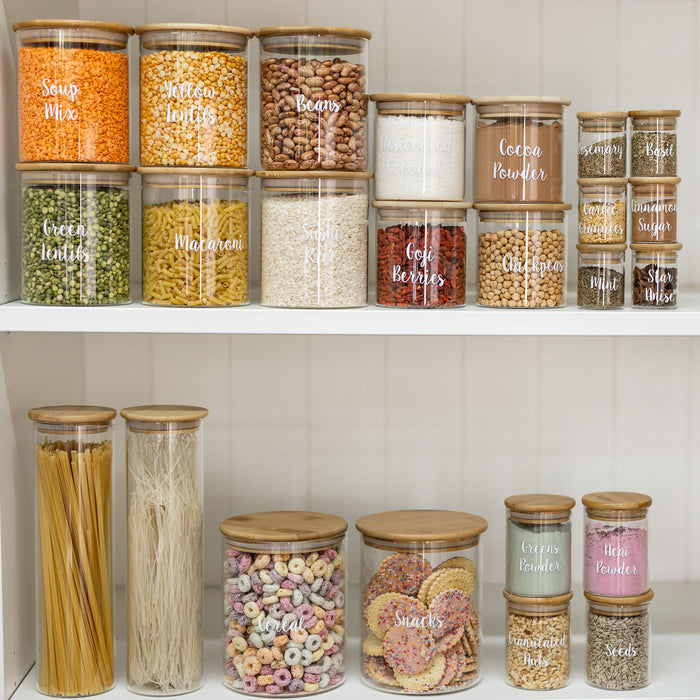 BAMBOO PANTRY GLASS JARS – That Organized Home