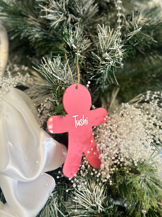 Personalised Christmas Gingerbread Acrylic Baubles (with label)