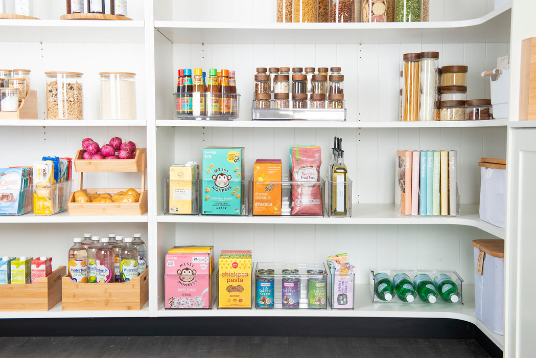 Clear herb & spice shelf. Spice rack for pantry organisation. 