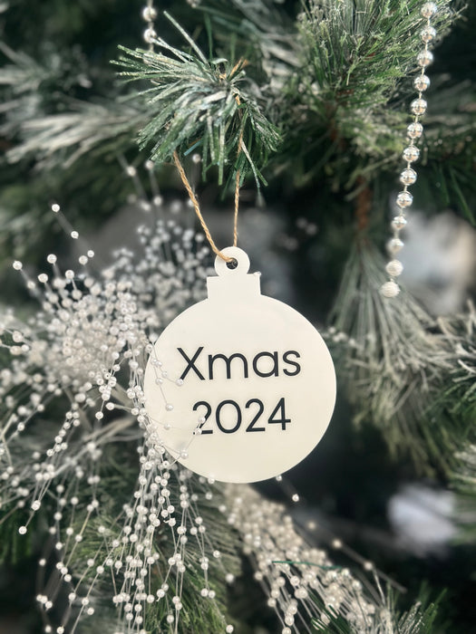 Personalised Christmas Round Acrylic Baubles (with label)