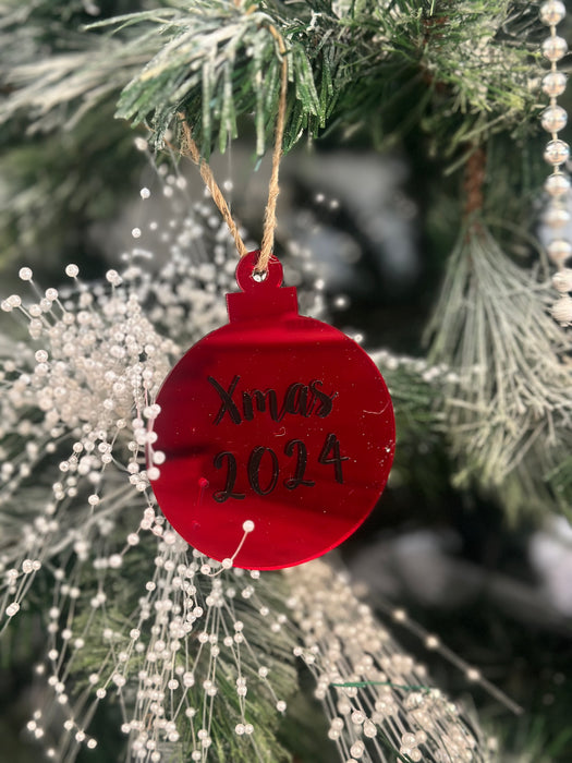 Personalised Christmas Round Acrylic Baubles (with label)