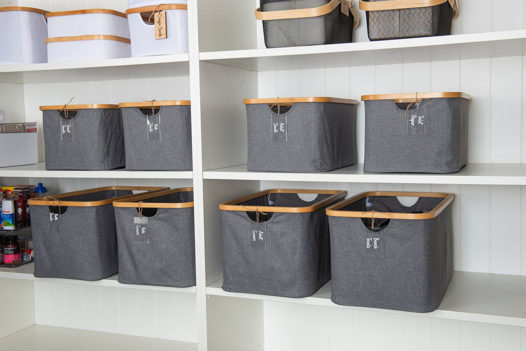 Dark Grey Linen Storage Basket - 8 Set