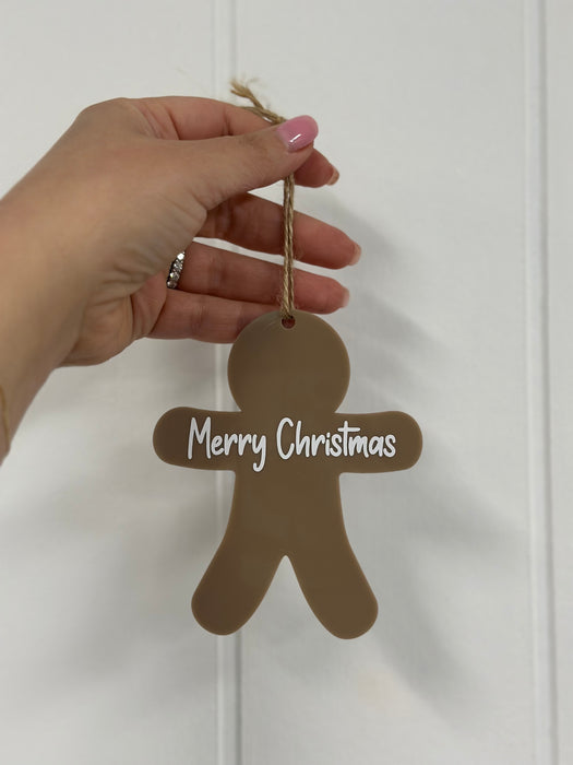 Personalised Christmas Gingerbread Acrylic Baubles (with label)