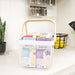 mesh metal basket with bamboo handle for home organisation, use in the kitchen, bathroom, laundry and more. 