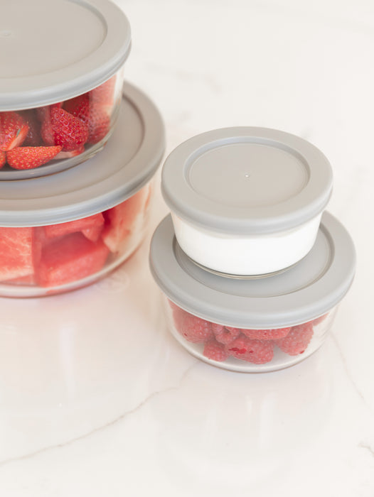 Store & Seal Glass Container Set (4 Pack), Meal Prep Containers, Fridge Organisation, Tupperware containers