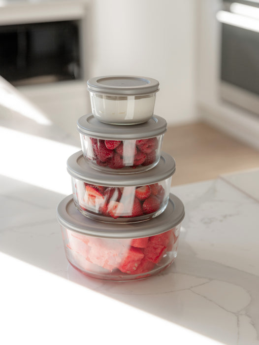 Store & Seal Glass Container Set (4 Pack), Meal Prep Containers, Fridge Organisation, Tupperware containers