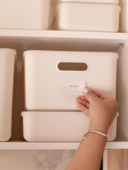 White Storage Container with Plastic Lid. Storage Tubs, Kitchen organiser, organiser, pantry organisers for little label co