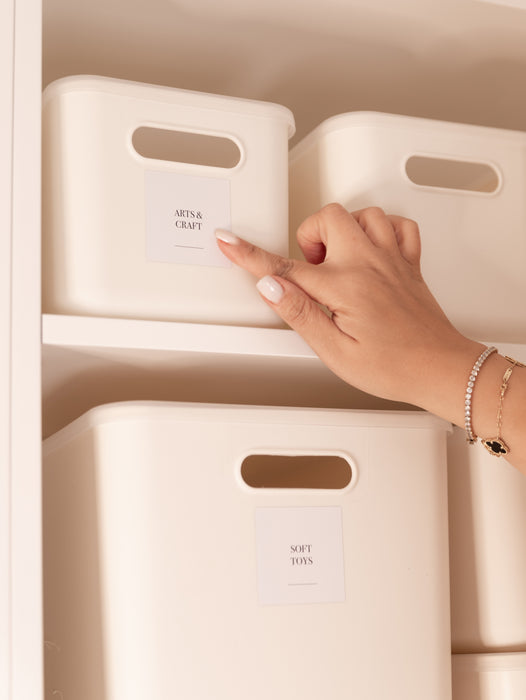 mini White Storage Container with Plastic Lid. Storage Tubs, Kitchen organiser, organiser, pantry organisers for little label co