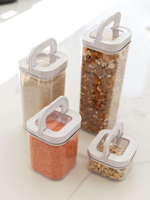 White Flip Canister  - Little Label Co - Food Storage Containers - Air tight containers - Pantry storage - Pantry organisation. Pantry Organization. 