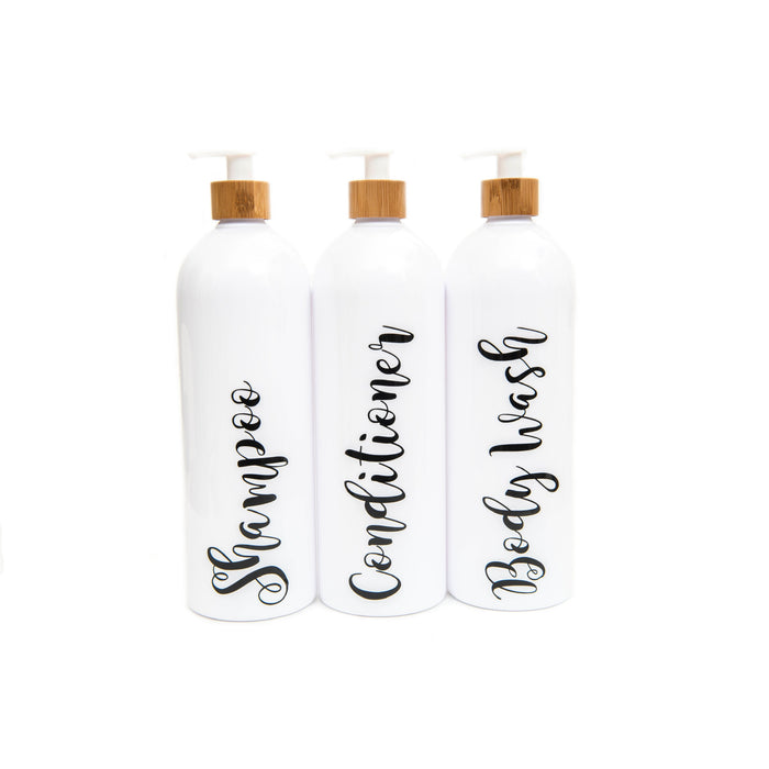 White Bathroom Pump Bottle - 1L