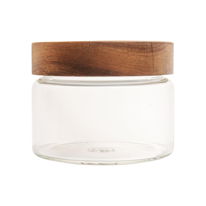 Acacia Quintet Glass Jars  Luxurious Glass Jars With Solid Wood