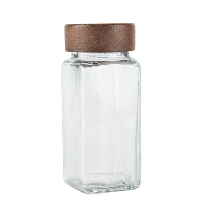 Urban Green Glass Containers with Wood Lids, Set of 4, Wood Glass