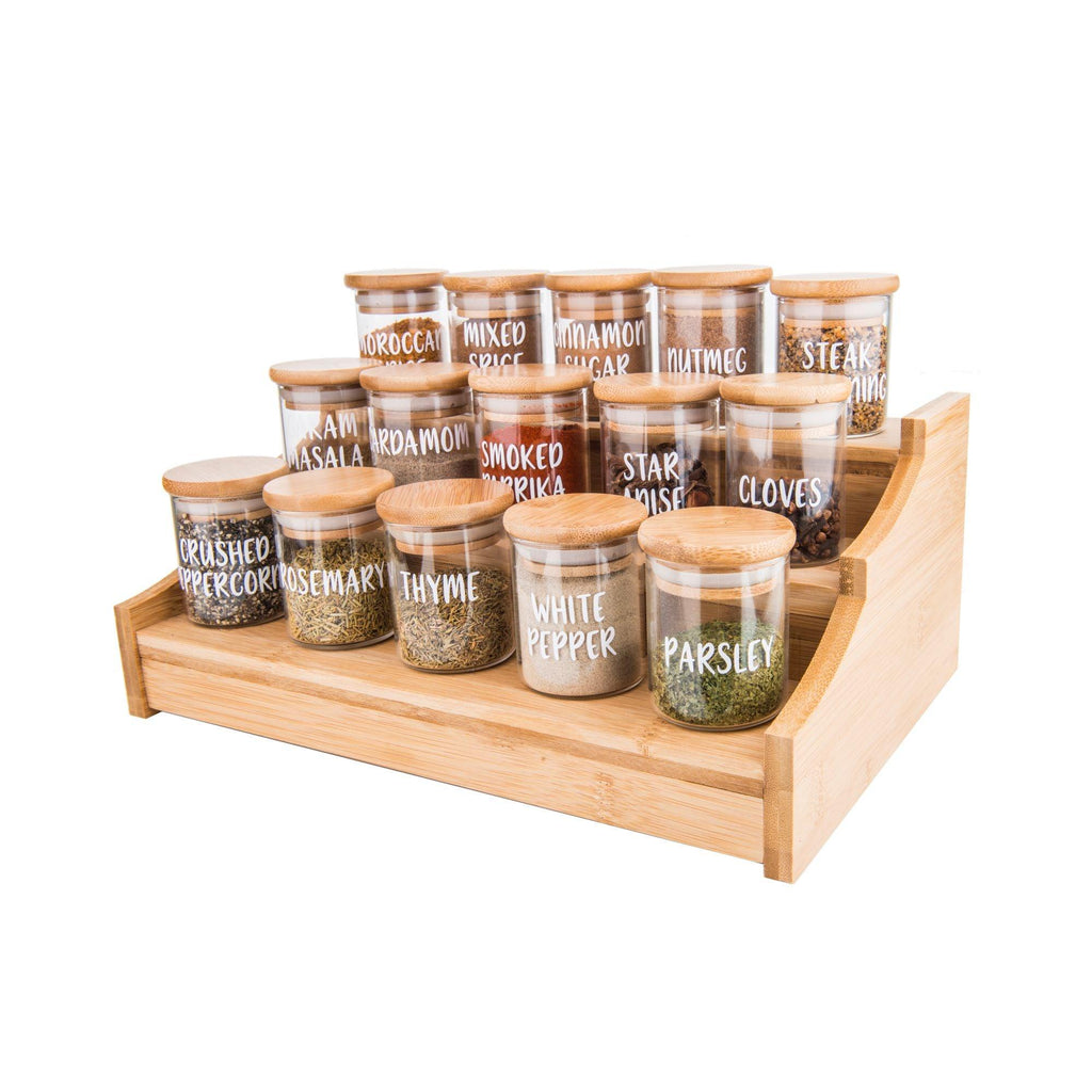 12 Natural Bamboo Spice Jars 8.5 OZ  Large Glass Jars with Bamboo Lids, 12  Labels - Fry's Food Stores