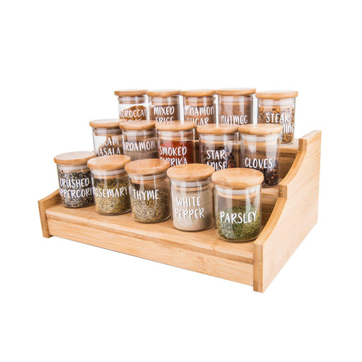 24-Bottle Spice Jar Storage Rack Drawer Kitchen 3 Tier Spice Jar Shelf w/  Labels