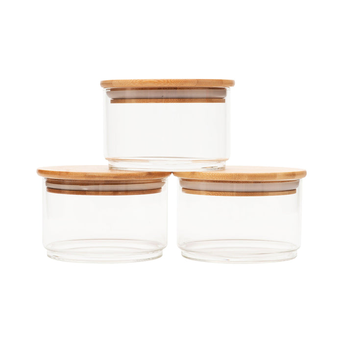 Glasseam Airtight Glass Jars with Bamboo Lids, Pack of 3 Air Tight Pumpkin  Coffee Jar for Counter, Small Food Storage Container with Labels for Candy