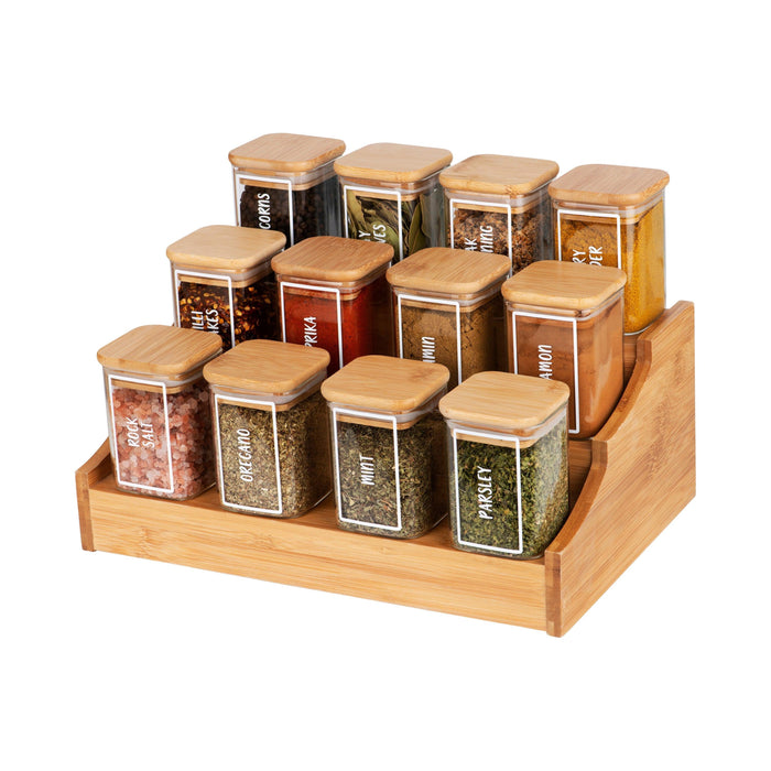 Glass Spice Jars Square Spice Jars With Bamboo Lids And - Temu