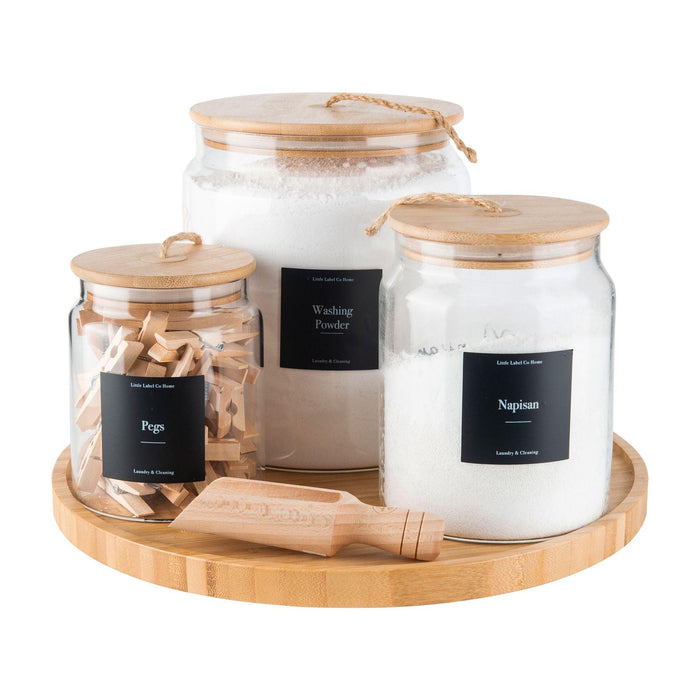 7-Pieces Spice Jar with Bamboo Tray and Lids, White Porcelain Jars &  Canisters