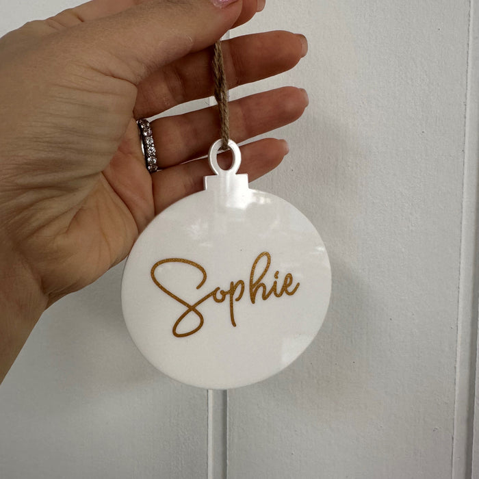 Personalised Christmas Round Acrylic Baubles (with label)